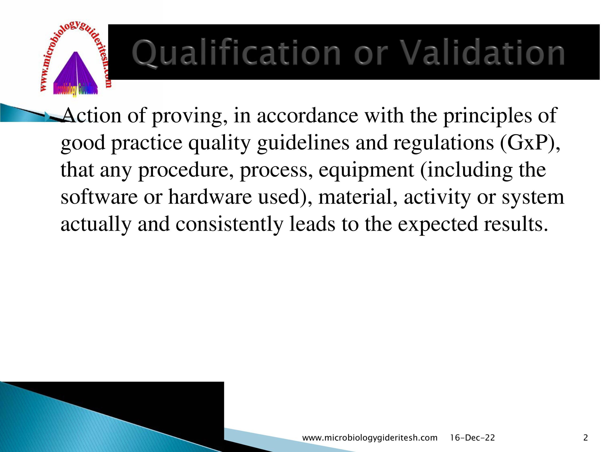 Qualification/Validation